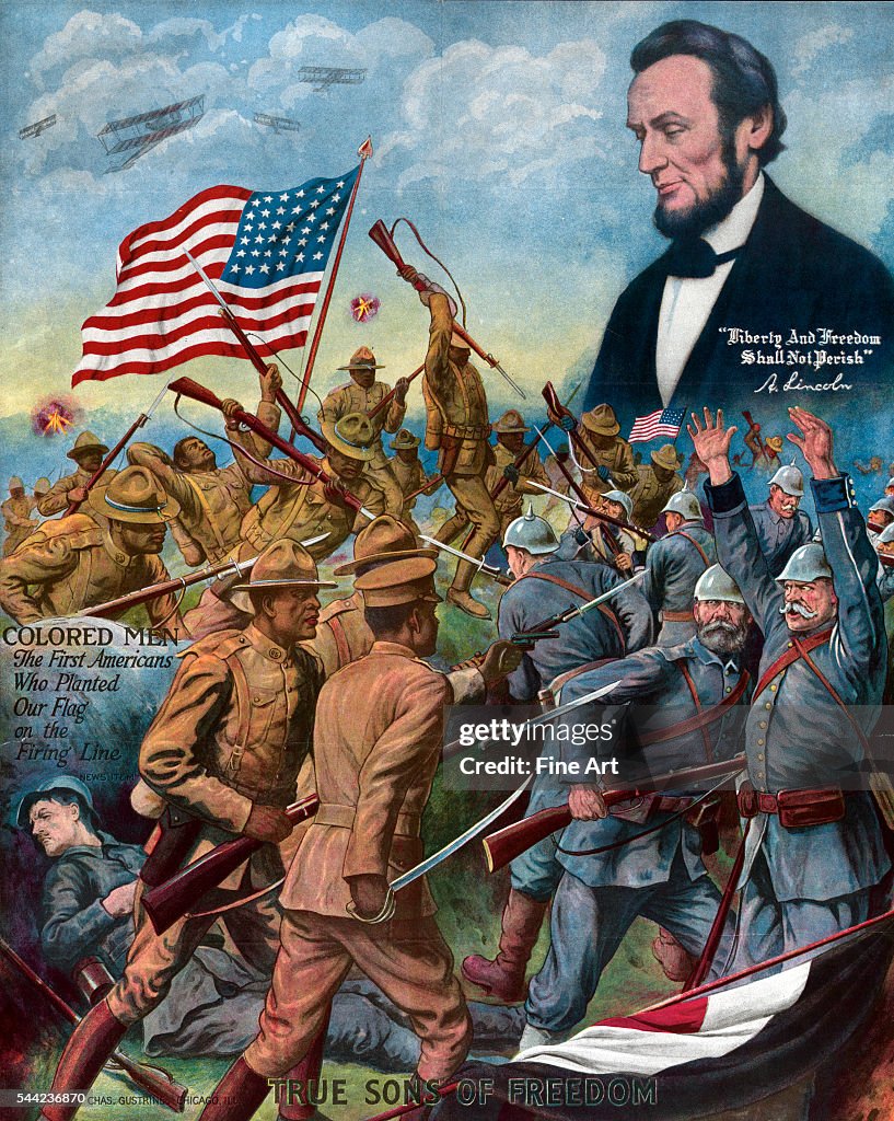 True Sons of Freedom poster with African-American soldiers fighting German soldiers