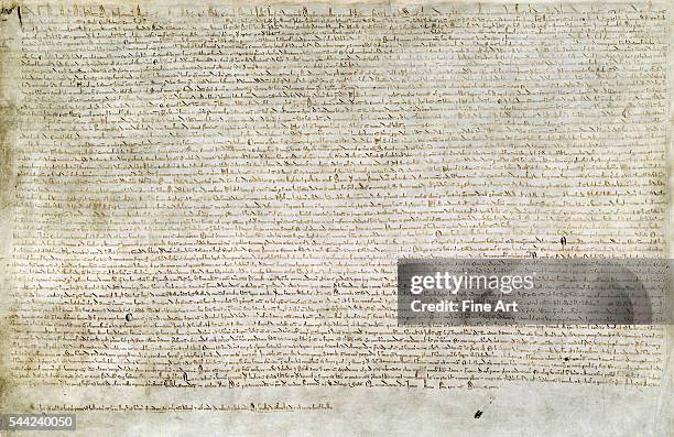 Magna Carta, Great Charter, 1215. One of only four surviving copies of the 1215 Magna Carta, from the collection of Sir Robert Cotton, British...