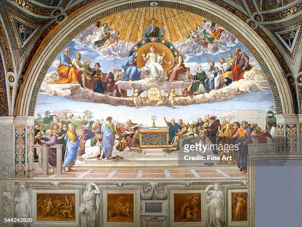 Stanza della Segnatura, one of the four Stanze di Raffaello , Vatican Palace, Rome. Fresco, 1508/9-1520.