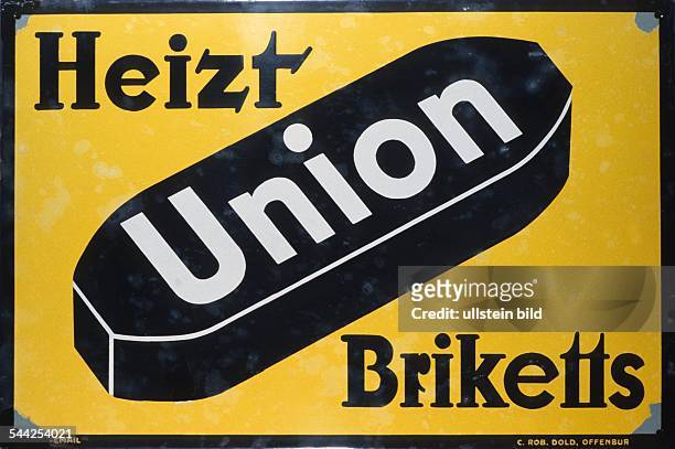 Deutschland: Emailleschild für Union Briketts- 1940er Jahre