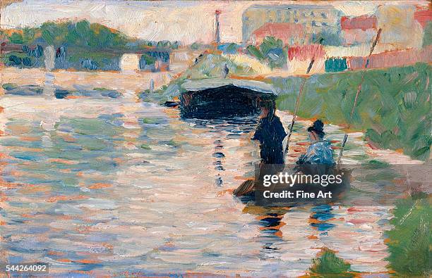 Georges Seurat , View of the Seine, 1882-3, oil on panel, 6 1/4 x 9 3/4 in. , Metropolitan Museum of Art, New York.