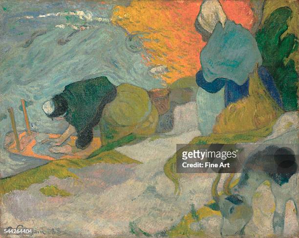 Paul Gauguin , Laveuses à Arles oil on canvas, 74 x 92 cm , Museo de Bellas Artes de Bilbao, Bilbao, Spain.