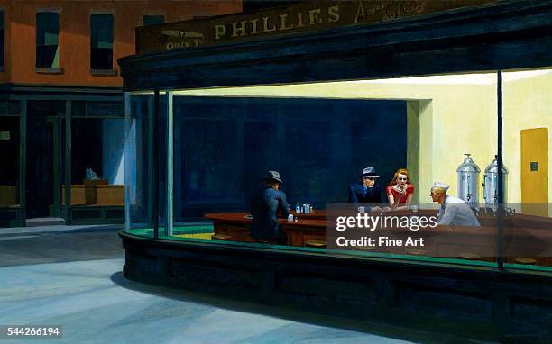 Edward Hopper , Nighthawks oil on canvas, 84.1 x 152.4 cm , Art Institute of Chicago