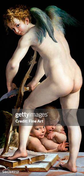 Francesco Mazzola, called Parmigianino , Amor Carving His Bow, 1534-5, oil on panel, 135.5 x 65 cm , Kunsthistorisches Museum, Vienna
