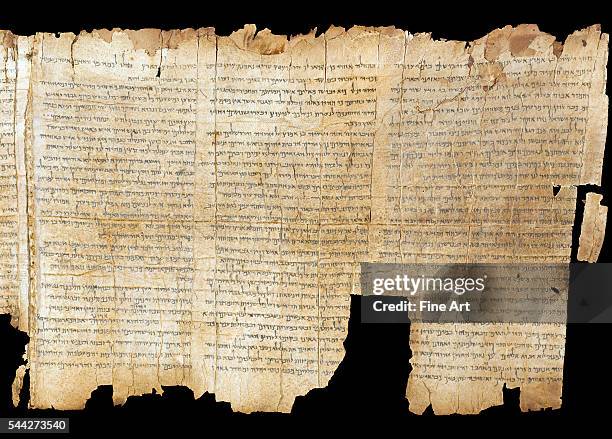 The Temple Scroll, from the Dead Sea Scrolls found at Qumran, scroll number 11Q20, late 1st century BC - early 1st century AD, ink on parchment,...