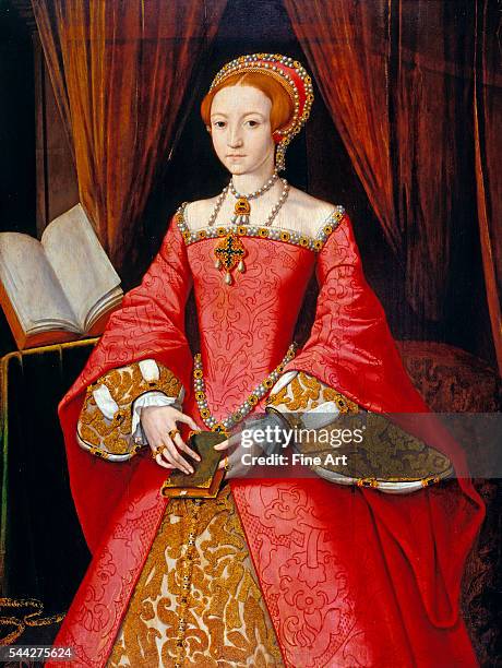Attributed to William Scrots , Elizabeth I as a Princess, 1546-7, oil on panel, Royal Collection, London.