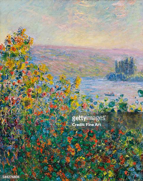 Claude Monet , Flower Beds at Vétheuil oil on canvas, 92.1 x 73.3 cm , Museum of Fine Arts, Boston.