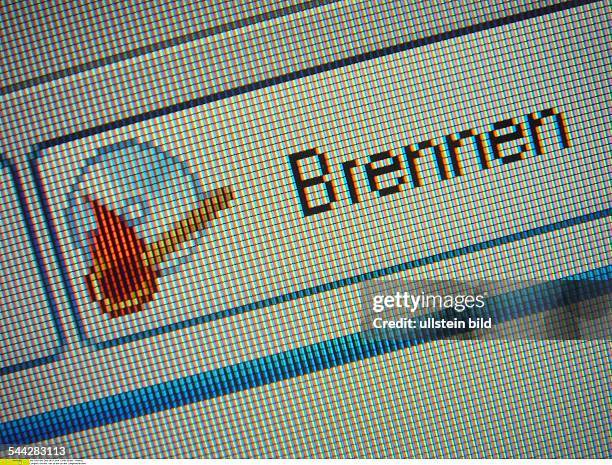 Computer, Brennen, Icon auf dem auf dem Computerbildschirm