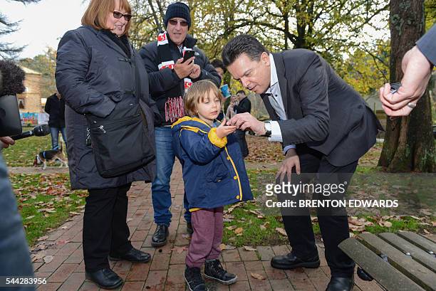 Nick Xenophon , leader of the Nick Xenophon Team political party, meets supporters in the Adelaide Hills town of Stirling on July 3, 2016. Australia...