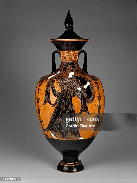Panathenaic Black-Figure Amphora with Athena, from the Athenian Games, attributed to the Painter of the Wedding Procession , signed by the potter...