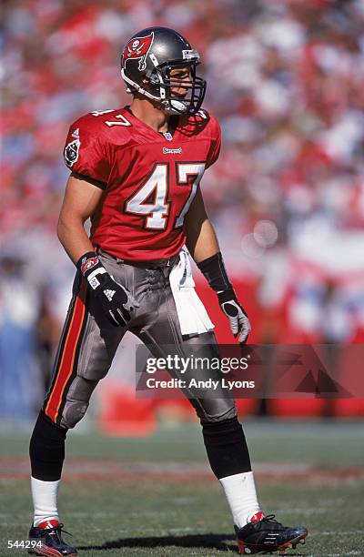 Safety John Lynch of the Tampa Bay Buccaneers awaits play against the Minnesota Vikings at Raymond James Stadium in Tampa, Florida. The Buccaneers...