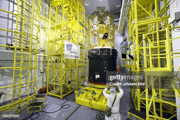 Russland, Weltraumbahnhof, Raketenstartgelaende Plessezk suedlich der Gebietshauptstadt Archangelsk CRYOSAT startet am 8. Oktober 2005 mit...