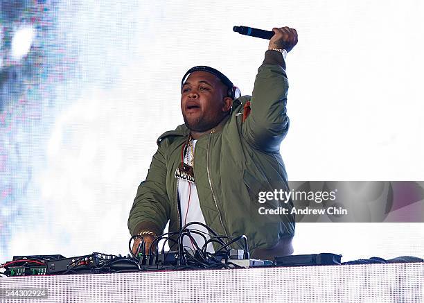 Record producer DJ Mustard performs onstage during day 1 of FVDED In The Park at Holland Park on July 2, 2016 in Surrey, Canada.