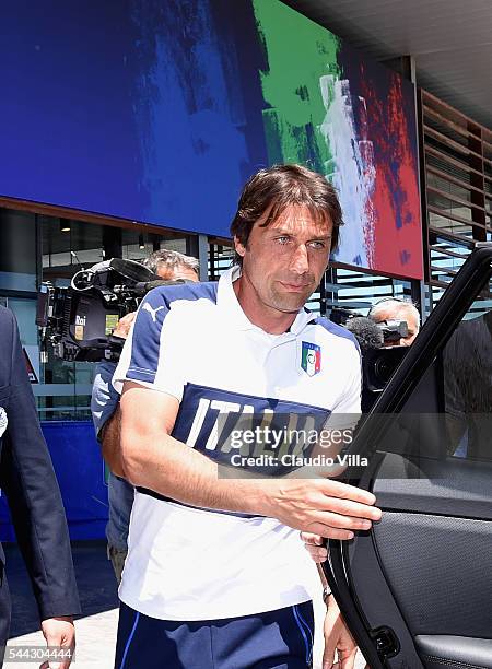 Head coach Italy Antonio Conte of Italy after his last press conference at Casa Azzurri on July 03, 2016 in Montpellier, France.