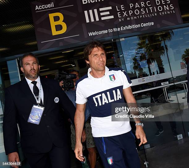 Head coach Italy Antonio Conte of Italy after his last press conference at Casa Azzurri on July 03, 2016 in Montpellier, France.