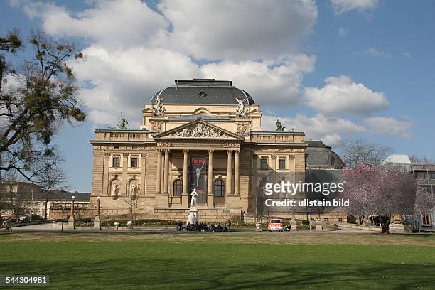 Germany, Hesse, Wiesbaden: Hessian state theatre. - aerial view