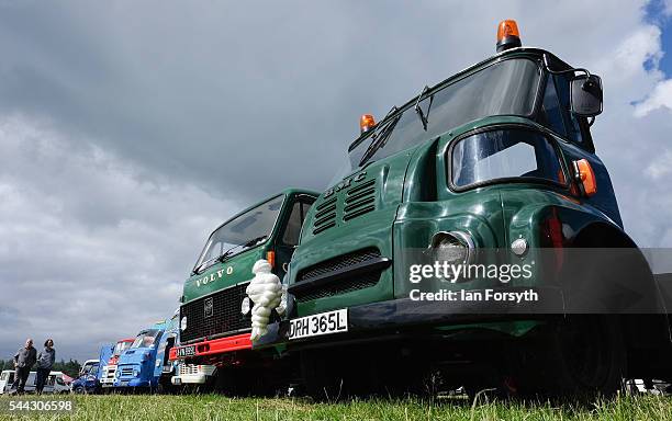 Vintage lorries and commercial vehicles are displayed at the annual Duncombe Park Steam Fair on July 3, 2016 in Helmsley, England. Held in the...