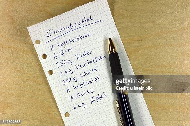 Einkaufsliste, Einkaufszettel