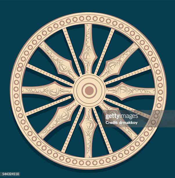 konark sun temlple - konark wheel stock illustrations