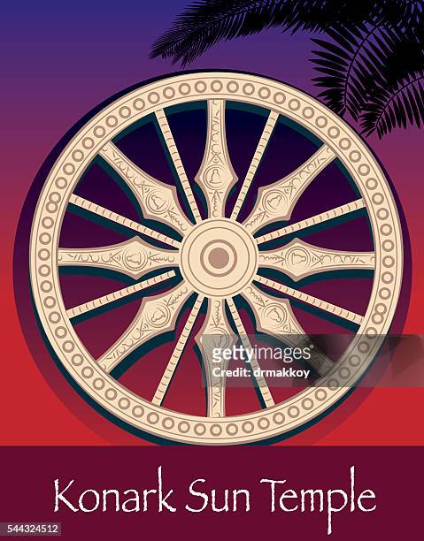 konark sun temple - konark wheel stock illustrations