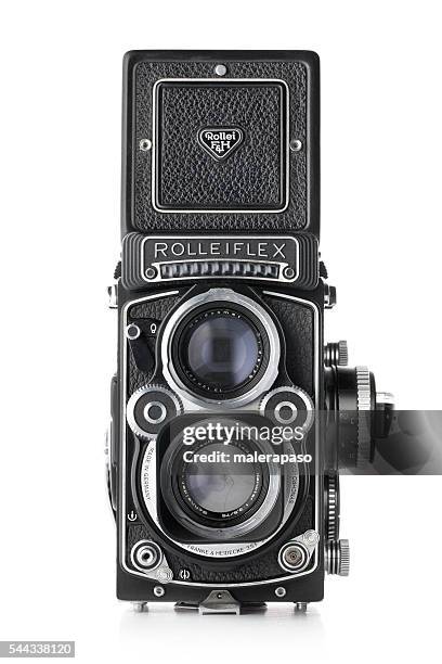 vintage cámara. rolleiflex, y conoció a formato medio 6 x 6 cm. - rolleiflex camera fotografías e imágenes de stock