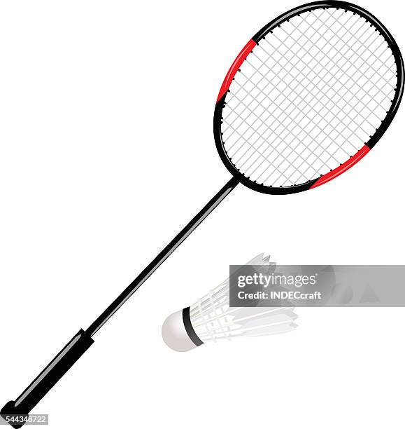 illustrations, cliparts, dessins animés et icônes de raquette de badminton avec volant de badminton - badminton racket