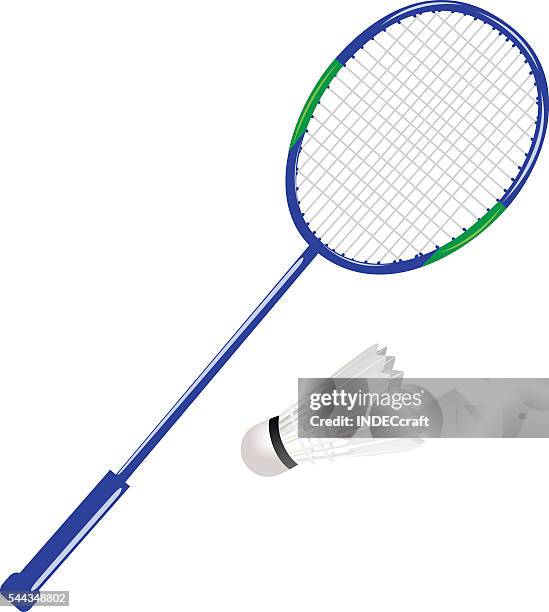 illustrations, cliparts, dessins animés et icônes de raquette de badminton avec volant de badminton - badminton racket