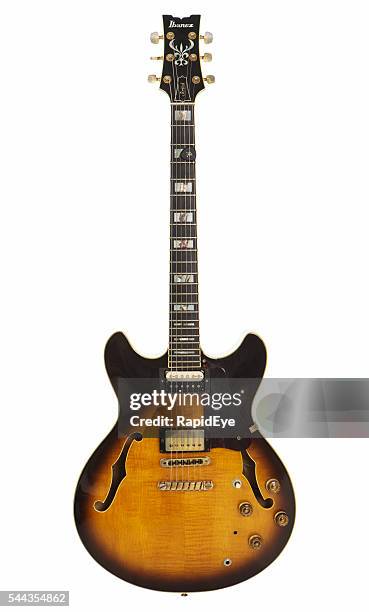 1981 ibanez artist as-200 semi-hollow electric guitar - vintage electric guitar stock pictures, royalty-free photos & images