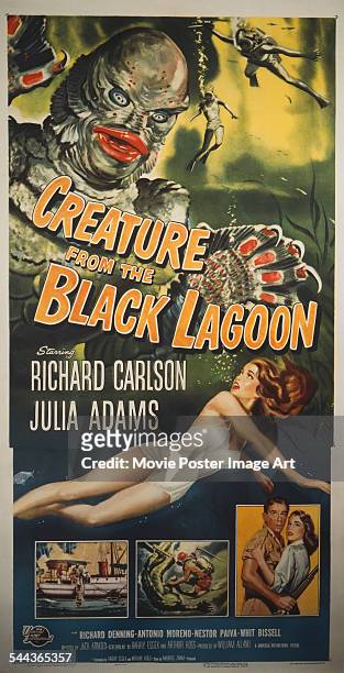 Poster for Jack Arnold's 1954 horror film 'Creature from the Black Lagoon' starring Julie Adams.