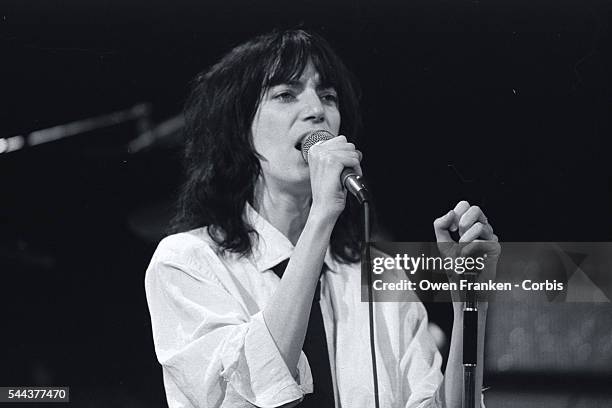 Punk singer and poet Patti Smith performs on Saturday Night Live.