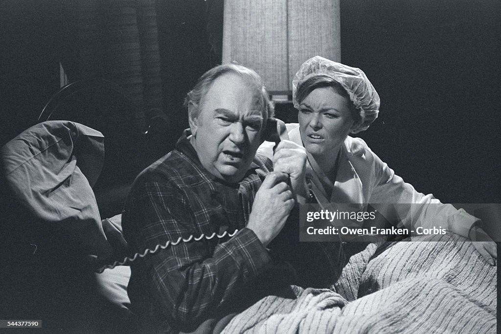 Jane Curtain in Bed With Ray Goulding (of Bob and Ray), Who is on the Phone
