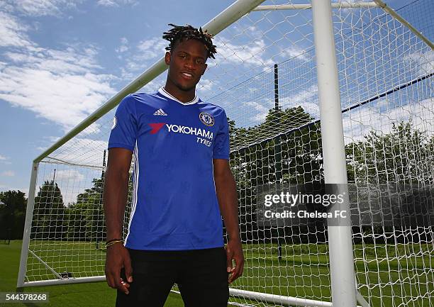 Chelsea FC's new signing Michy Batshuayi at Chelsea Training Ground on July 3, 2016 in Cobham, England.