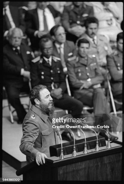 Fidel Castro delivers a speech on the 20th anniversary of the Bay of Pigs Invasion.