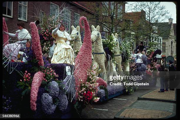 Flower float in a parade.