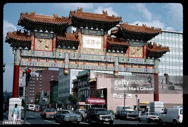 The ornate Friendship Archway spans a street in the Chinatown area of Washington, D.C. Chinatown in located on "H" Street between 6th and 7th...