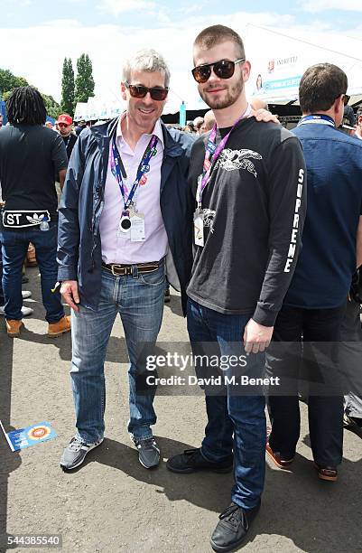 Tim Taylor and Cassius Taylor attend day 2 of the 2016 FIA Formula E Visa London ePrix in Battersea Park on July 3, 2016 in London, England.