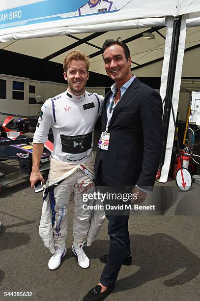 Sam Bird and Manuel Fernandez attend day 2 of the 2016 FIA Formula E Visa London ePrix in Battersea Park on July 3, 2016 in London, England.