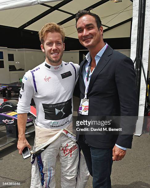 Sam Bird and Manuel Fernandez attend day 2 of the 2016 FIA Formula E Visa London ePrix in Battersea Park on July 3, 2016 in London, England.