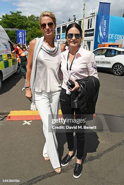 Elaine Irwin and guest attend day 2 of the 2016 FIA Formula E Visa London ePrix in Battersea Park on July 3, 2016 in London, England.