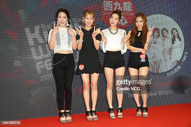 South Korean girl group Two X attend the K-pop World Festival 2016 at a shopping mall on July 3, 2016 in Hong Kong, China.