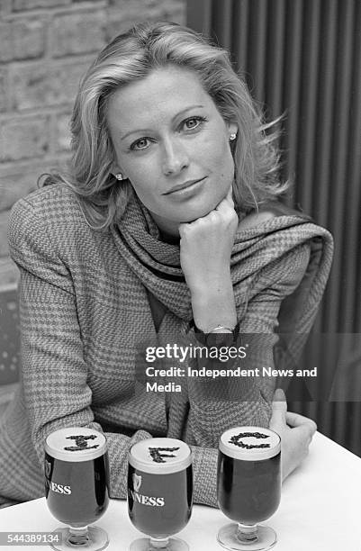 Portrait of actress Alison Doody at the press conference to announce Guinness' sponsorship of the Irish Film Centre , circa April 1993.