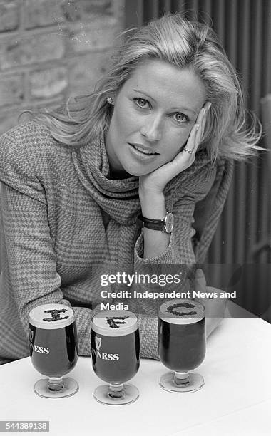 Portrait of actress Alison Doody at the press conference to announce Guinness' sponsorship of the Irish Film Centre , circa April 1993.