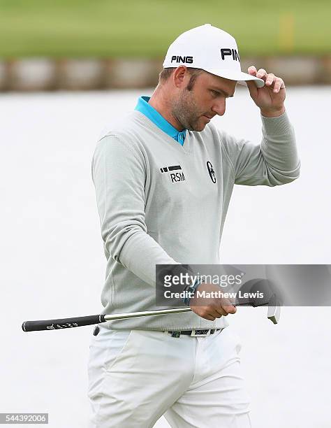Andy Sullivan of England looks on during day four of the 100th Open de France at Le Golf National on July 3, 2016 in Paris, France.