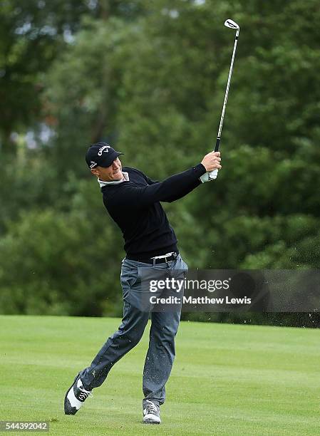 Alex Noren of Sweden plays a shot from the fairway during day four of the 100th Open de France at Le Golf National on July 3, 2016 in Paris, France.