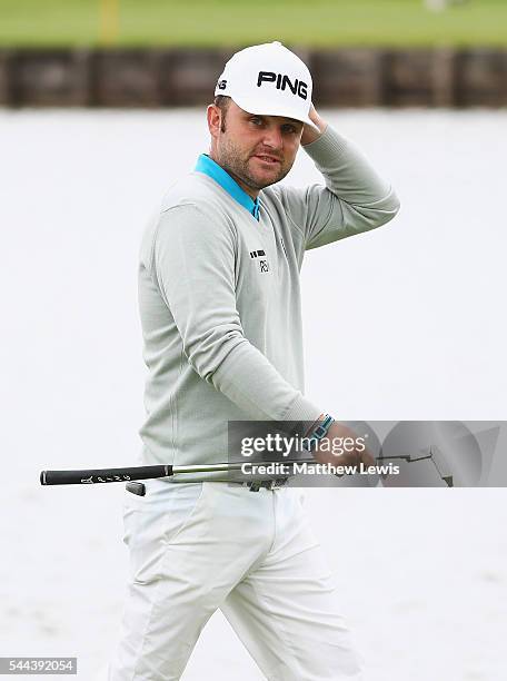 Andy Sullivan of England looks on during day four of the 100th Open de France at Le Golf National on July 3, 2016 in Paris, France.