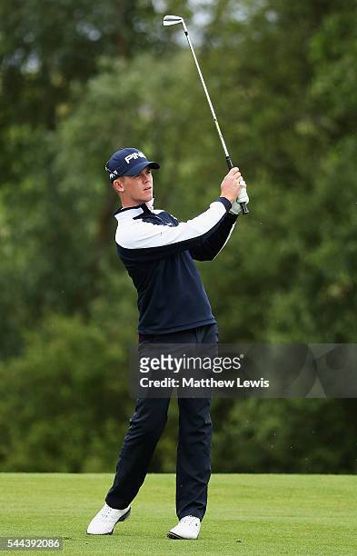 Brandon Stone of South Africa plays a shot from the fairway during day four of the 100th Open de France at Le Golf National on July 3, 2016 in Paris,...