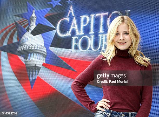 Classical crossover star Jackie Evancho poses for a photo during A Capitol Fourth - Rehearsals at U.S. Capitol, West Lawn, on July 3, 2016 in...