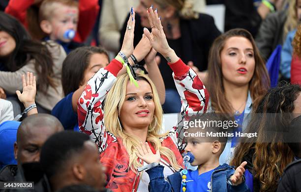 Ludivine Payet, wife of Dimitri Payet of France is seen in the stand prior to the UEFA EURO 2016 quarter final match between France and Iceland at...