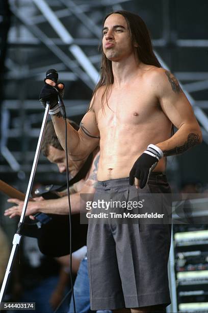 Anthony Kiedis of Red Hot Chili Peppers performs during the Tibetan Freedom Concert in Golden Gate Park Polo Fields on June 16, 1996 in San...