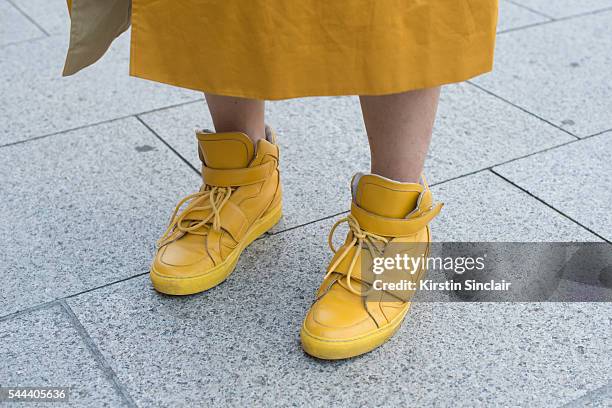 Dj Digitalpimpp Peter Xu wears Louis Leeman trainers on day 3 of Paris Collections: Men on June 24, 2016 in Paris, France. Peter Xu